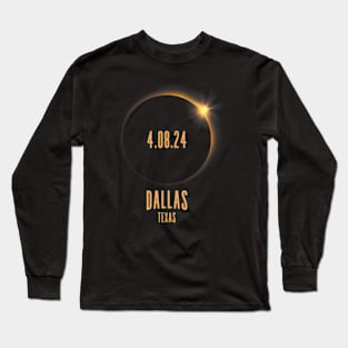 Total Solar Eclipse 2024 Dallas Texas Usa Long Sleeve T-Shirt